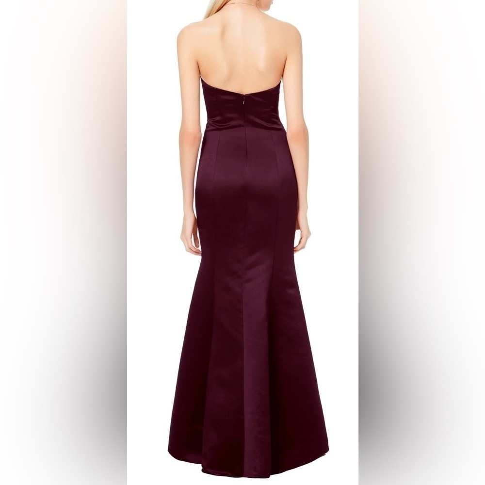 Bill Levkoff Charlotte Euro Satin Sweetheart Trumpet Mermaid Dress Euro Plum - Picture 2 of 8
